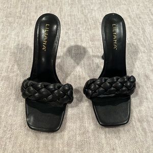Black braided heels